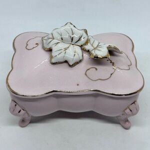 Vintage Lipper & Mann Bond Ware Pink Porcelain with Gold Accent Trinket Box